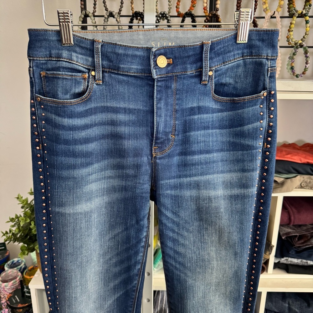 White House Black Market Skinny Denim Jean Rivet Western Elevated Basic Size 4 - Picture 3 of 10